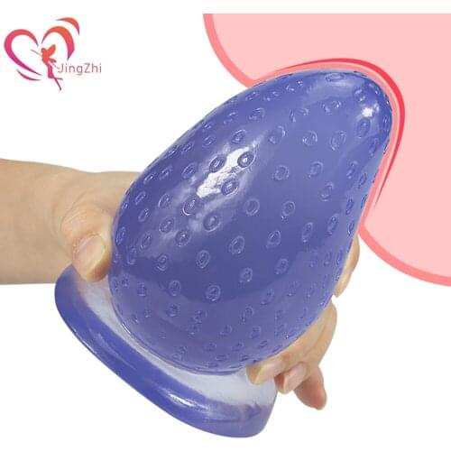 JingZhi Huge Strawberry Anal Sex Toys For Women Couples Unisex Soft Dildo Prostate Massage Butt Plug Anal Toy Gay Adult Sex Shop