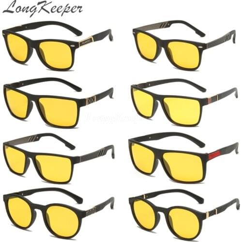 LongKeeper 2020 Night Vision Sunglasses Men Polarized Yellow Lens Drivers Goggle TR90 Frame Anti-Glare Women Driving Okulary