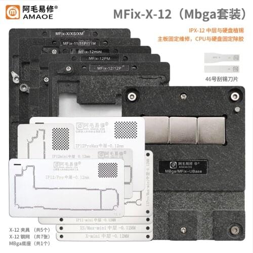 MFIX-X-12 MBGA SETS Middle layer NAND reballing stencil Fixture for iphone X/XS/MAX 11/11P/11PM 12 12/Pro/Max/mini