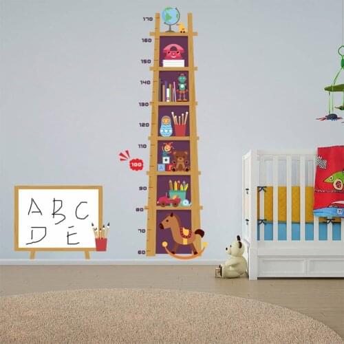 Cartoon Book Shelf Height Measure Wall Sticker For Kids Room Growth Chart Children Diy Mural Nursery Home Decals Wallpaper New