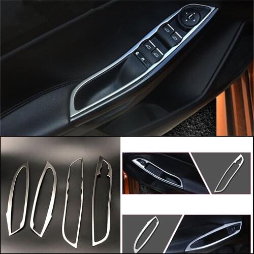 4pcs/set Stainless Steel Car Inner Door Armrest Handle Decoration Cover Trims Sticker for Ford Focus 3 4 MK3 MK4 2012-2018