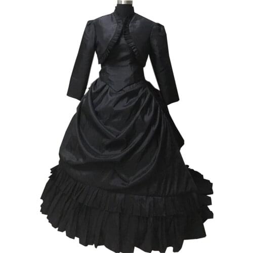 2020 New black Vintage costumes 18th Duchess Retro medieval Renaissance Reenactment Theatre Civil war Victorian dress D-557