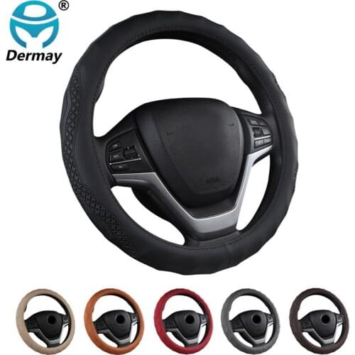 New 3D Non-slip Car Steering Wheel Cover Micro Fiber Leather Size M Fit Outer Diam Standard Steering Wheel 37-38cm Free Shipping