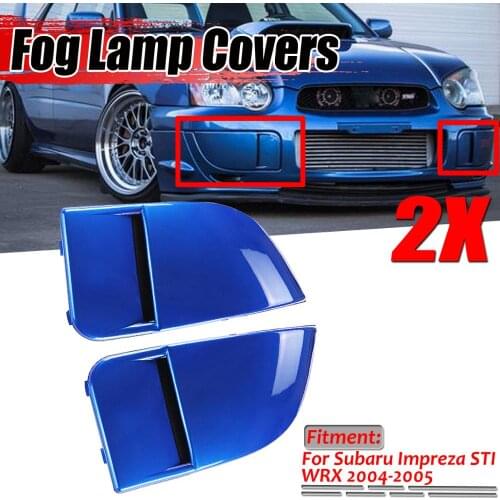 A Pair Blue Front Bumper Fog Light Lamp Cover Caps for Subaru Impreza STI WRX 04-05