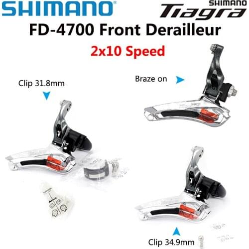 Shimano TIAGRA FD 4700 F Front Derailleur 2x10 Speed Bicycle FD 4700 Front Derailleur Braze on Clamp 31.8mm / 34.9mm