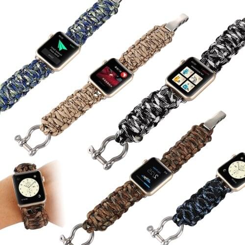 Outdoor Survival Braided Strap for Apple Watch Band 44mm 42mm 40mm 38mm Bracelet Sport for Iwatch Series 6 5 4 3 SE Wristband