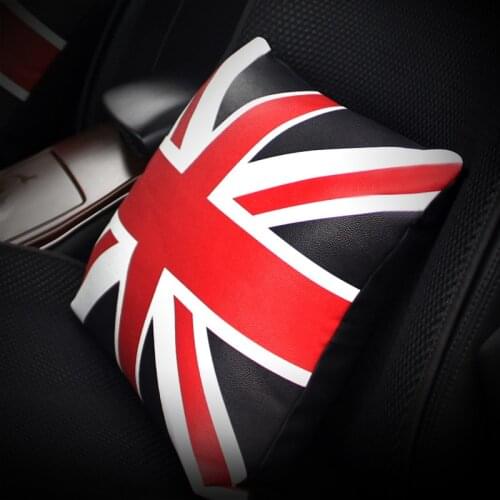 UK Flag British Printed Car Seat Support Pillow PU Leather Auto Seats Decorative Pillows for Car Interior Accessories Black Red