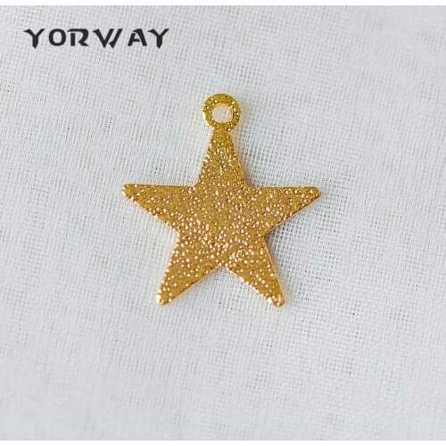 10pcs/Lot Gold Plated Brass Star Charms 14mm, Matte Flat Star Pendants (GB-300)