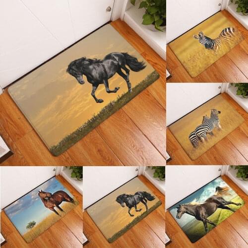OIMG Anti Slip Bathroom Carpet Rug Floor Bath Mat 3D Printed Horse Zebra Water Absorption Living Room Toilet Door