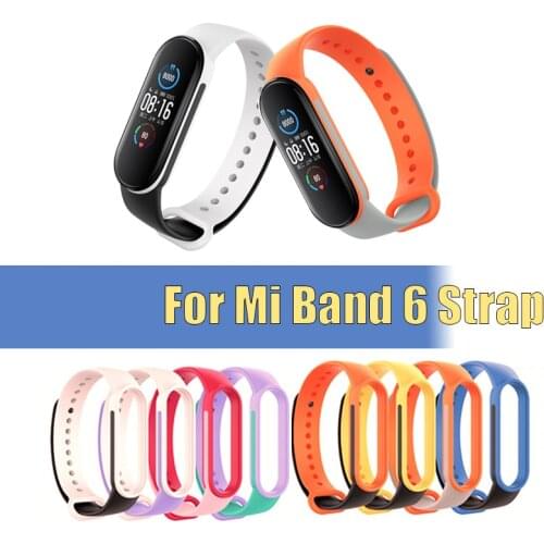 TPU Color Silicone Strap Breathable Strap For Xiaomi Mi Band 6 Smart Wristband Replacement For Mi Band 6 Smart Watch Wristband