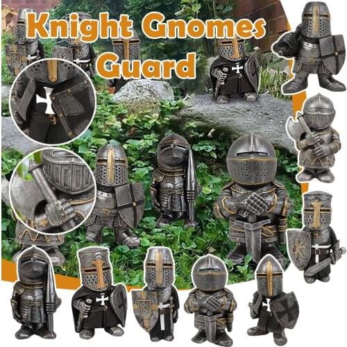 Knight Gnome Guard Ornament Garden Decoration Ornament Curiosity Decoration Garden Dwarf Ornaments Handicraft Garden Accessories