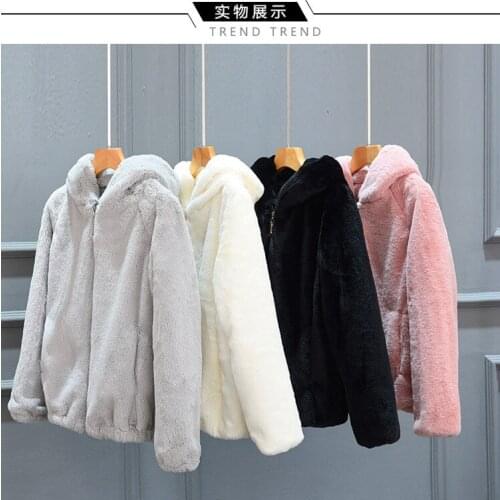Loose autumn and winter new Korean version of all-match cashmere thick hooded lady imitation mink short fur coat fur coat