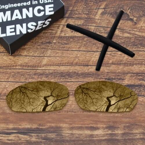 ToughAsNails Peach Gold Mirrored Polarized Replacement Lens and Black Earsocks for Oakley Whisker