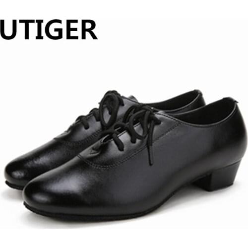 Black Matte Men Children Boy Modern Ballroom Tango Latin Dancing Shoes Heel 3CM 4CM Women Man kid boys dance shoes