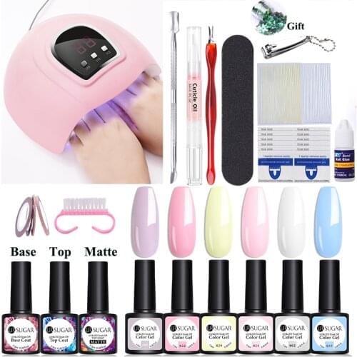 UR SUGAR Manicures Set Nail Polish Kit Set With UV LED Lamp Acrylic Glitter Neon Gel Set Nail Art Tool Kit Set for Starter