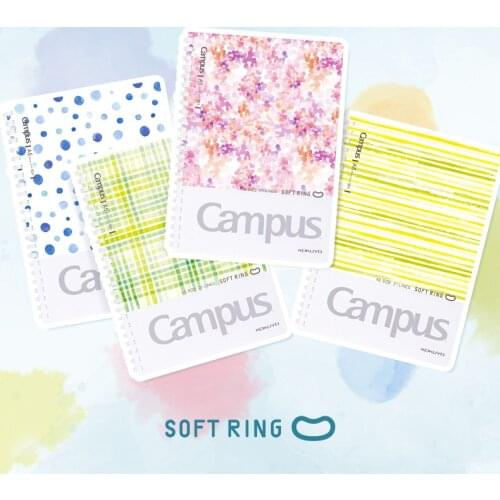 Japanese Stationery Kokuyo Campus Soft Ring Notebook 8mm Horizontal Line Inside Page PVC Waterproof Cover WSG-SRDB540