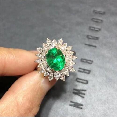 Fine Jewelry S925 Sterling Silver Colombia Natural Emerald New Girl Ring Support Test Classic Style Hot Selling