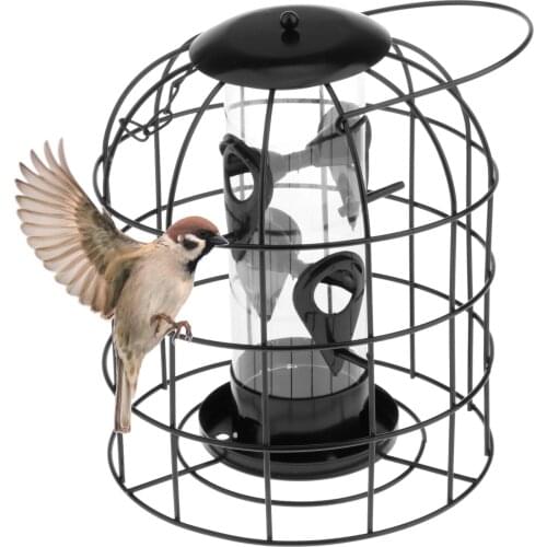 Iron Bird Feeder Hanging Bird Seed Feeder Squirrel Proof Feeding Station, Seed Dispenser Prevent Large Bird & Squirrel