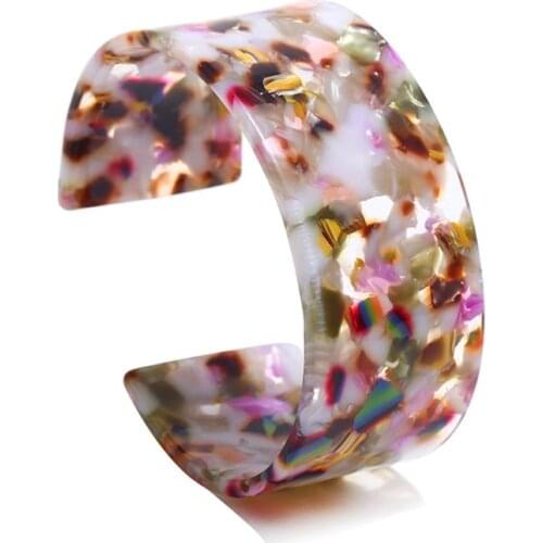 Women Lady Leopard Bangle Acetate Resin Opening Bracelet,Charms Decoration,Floral Print Trend Gifts,Elegant Ethnic Style
