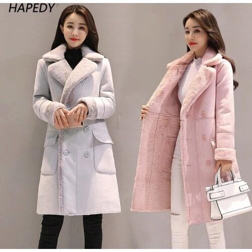 Winter Women Jackets Long Sleeve Warm Coat Parka Female Portable Outwear Cotton Liner Fashion Collar Clothes Lamb Hair Coat 2021