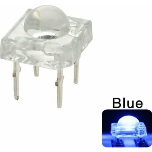 100pcs 5mm F5 Piranha Blue LED Emitting Diode Super Flux Transparent 5 mm Ultra Bright Water Clear Lens Lamp 4 Pin Light Beads