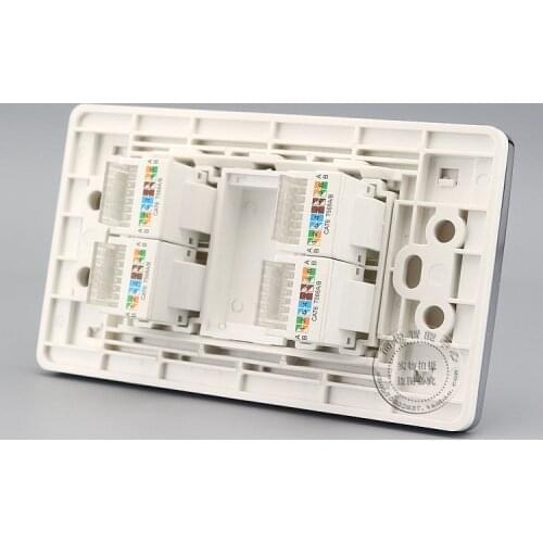 120MM Gigabit Wall faceplate 4 Ports RJ45 CAT6 Network LAN Socket Panel wall palte Outlet Adapter