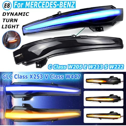 2pcs For Mercedes Benz W205 W213 C E S GLC Class Dynamic LED Bicolor Turn Signal Light Blinker Sequential Side Mirror Indicator