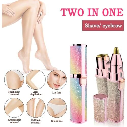 2 IN 1 Electric Epilator Eyebrow Trimmer Protable Painless Eye Brow Epilator Facial Lip USB Charging Mini Beauty Tools