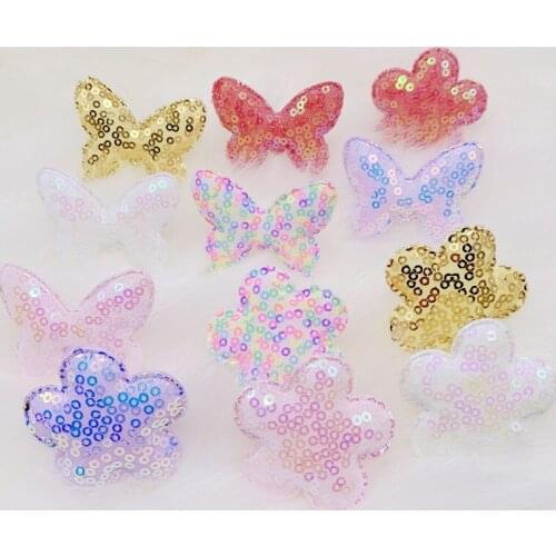 25Pcs Glitter Fabric colorful butterfly Applique Cloth Padded Patches for Clothes Headwear Hairpin Wedding DIY Decoration