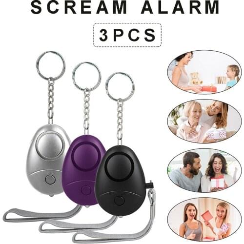 3pcs Portable Emergency Alarm Keychain for Girls Kids Elderly 140dB Personal Safety alarms Scream Loud System with LED Light