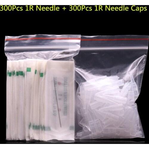 300Pcs 1R Needles And 300Pcs 1R Needles Caps For Permanent Makeup Good Quality Traditional Tattoo Needles Independent Package