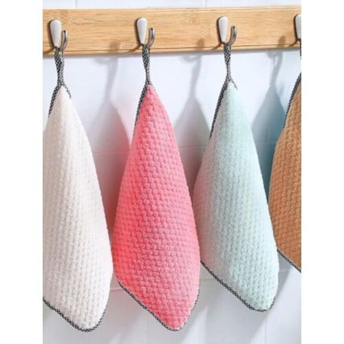 5 Pcs Kitchen Dish Cloths 25*25cm Thickened Table Cleaning Cloth Absorbent Scouring Pad Dish Rag Remove Oil Cleaning Towel