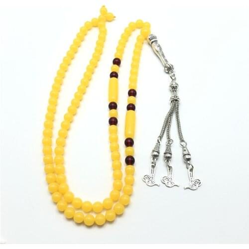 6mm Turkish Star and Moon Metal Tassel Prayer Beads Bracelet Rosary Necklace Tibetan Buddhist Beads Muslim Islam