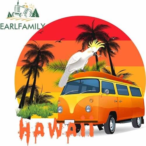 EARLFAMILY 13cm x 13cm for Retro Hawaii Hippie Van Car Accessories Stickers Fashion Fine Decal Vinyl Material For JDM SUV RV