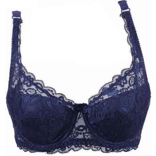Mozhini Fashion push up bra Sexy Lady Sexy Underwear Full Coverage Minimizer Non Padded Lace Sheer Bra big 32-40 BC Cup sexy bra