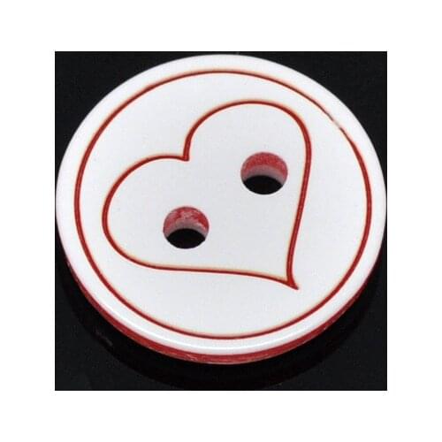 100Pcs Resin Heart Round Sewing Buttons For Kids Clothes Scrapbooking Decorative Botones Handicraft DIY Accessories