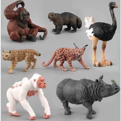 Simulation Chimpanzee Weasel Rhinoceros Ostrich Boar PVC Animal Model Figurine Toy Garden Figures