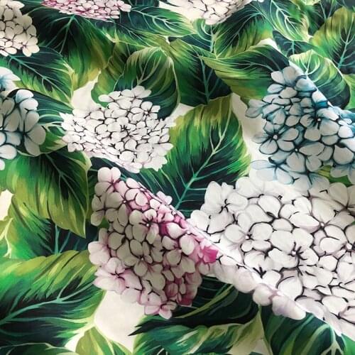 Classic Hydrangea Cotton Fabric Poplin and Mulberry Silk Chiffon Digital Printing Manual Diy High-definition Printing Fabric
