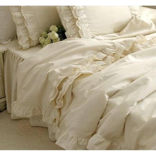 Korean version of 80 yarn satin cotton lotus leaf lace cotton bed skirt bedding quilt set