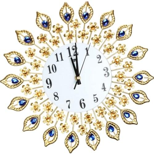Creative Wall Clock Peacock Crystal Diamond Clock For Office Room