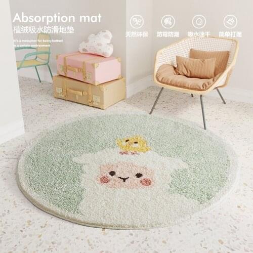 Diameter100cm Ins Round Floor Mat Thickened Desk Carpet Home Absorbent Pad Living Room Household Mats Children Crawling Mats