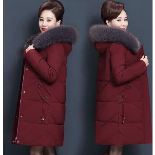 Plus Size 7XL Middle Aged Winter Jacket Women Hooded Fur Collar Parka female mother Down Cotton Warm Cotton coat Overcoat R246