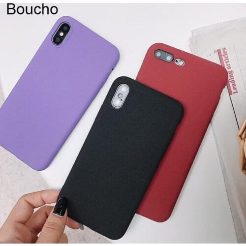 Boucho Candy Colors Frosted TPU Phone Case For iphone XS MAX XR Soft Silicone Case For iphone 6s 6 7 8 plus Matte Case Funda