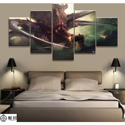 Home Decor Modular Canvas Picture 5 Piece Kerrigan StarCraft Game Painting Poster Wall For Home Art Canvas Painting Wholesale