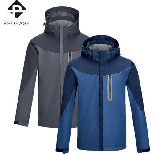 PROEASE Winter Jackets Windproof Plus Velvet Warm Waterproof Mens Jackets Hooded Anorak Jackets Male Coat Outdoor Sportswear