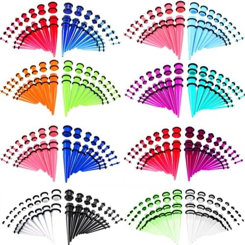36PCS/Set Mix Acrylic Ear Stretching Kit Gauge 14G-00G Ear Stretecher Plug And Tunnel Kit Ear Expander Set Taper Stretcher Lot