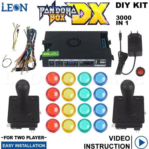 Neogeo Pandora Box DX 3000 Game In 1 Diy Kit For 2 Player Games Arcade American Joystick 30mm Transparent Sanwa Button HD 720P
