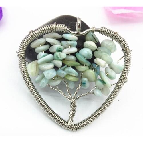New fashion green shell lucky silver-color wire winding heart pendant 50mm fit diy necklace for women high grade jewelry B3063