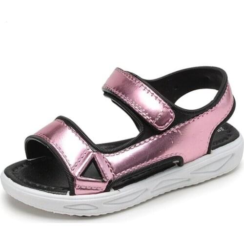 2020 New Fashion Summer Patent Leather Childrens Big Kids Sandals Ruffles Soft Bottom Beach Shoes 3 4 5 6 7 8 9 10 11 12 Years
