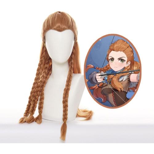 Game Genshin Impact Aloy Cosplay Wig with Braids 70cm Costume Heat Resistant Synthetic Hair Halloween Party Female Long Hair